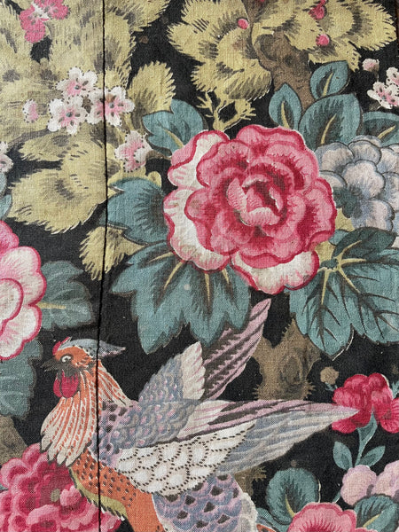 Antique Chintz with Flowers and Exotic Bird: Early 20th Century Europe