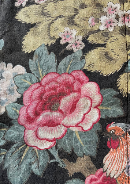 Antique Chintz with Flowers and Exotic Bird: Early 20th Century Europe