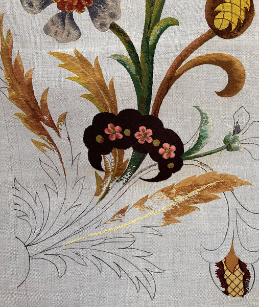 Antique Needlepoint Tapestry Embroidery Panel Unfinished: C1900 Britain