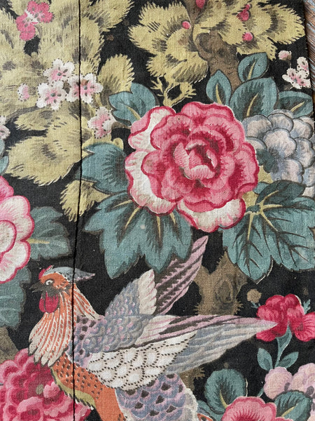 Antique Chintz with Flowers and Exotic Bird: Early 20th Century Europe