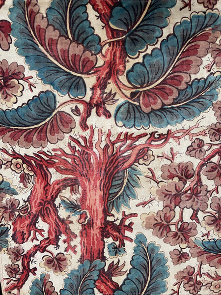 Rare Antique Block Printed Panel with Trees & Foliage Traditionally Worn as Dress Front: early C19th Marken, Holland