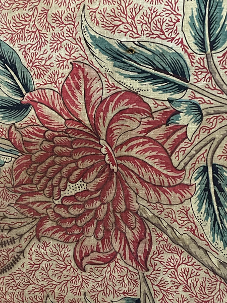Rare Early Antique Indienne Chintz Panel Block Printed: C18th France