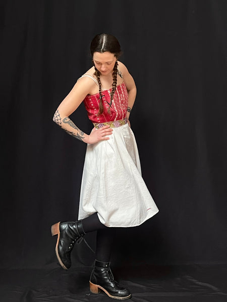 Antique Folk Costume Dress with Handwoven Bodice: C20th Slovakia