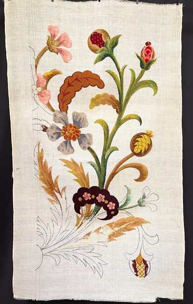 Antique Needlepoint Tapestry Embroidery Panel Unfinished: C1900 Britain
