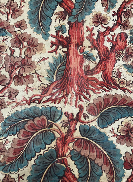 Rare Antique Block Printed Panel with Trees & Foliage Traditionally Worn as Dress Front: early C19th Marken, Holland