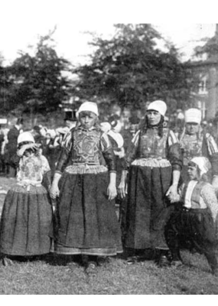Rare Antique Block Printed Panel with Trees & Foliage Traditionally Worn as Dress Front: early C19th Marken, Holland