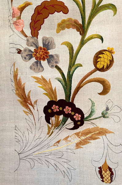 Antique Needlepoint Tapestry Embroidery Panel Unfinished: C1900 Britain