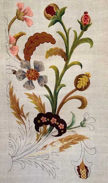 Antique Needlepoint Tapestry Embroidery Panel Unfinished: C1900 Britain