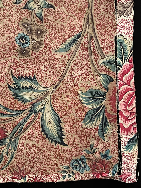 Rare Early Antique Indienne Chintz Panel Block Printed: C18th France