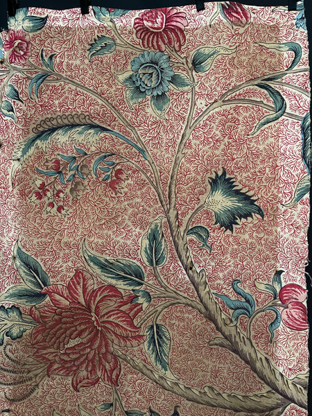 Rare Early Antique Indienne Chintz Panel Block Printed: C18th France