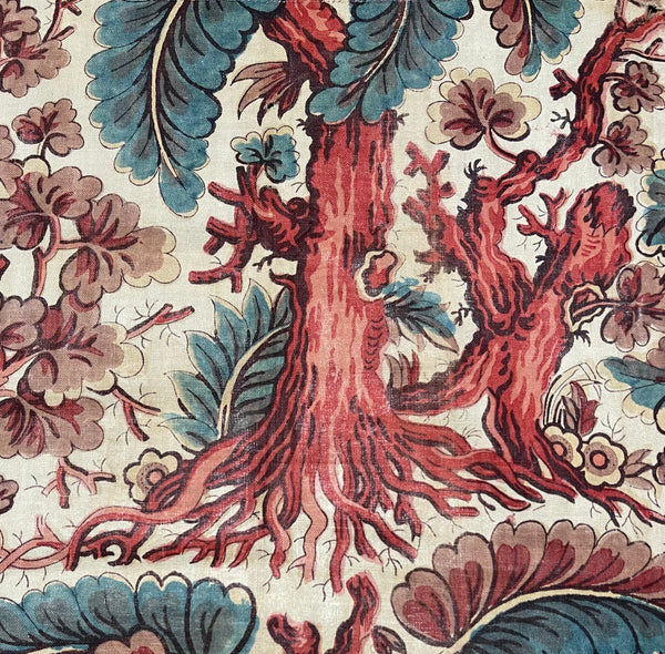 Rare Antique Block Printed Panel with Trees & Foliage Traditionally Worn as Dress Front: early C19th Marken, Holland