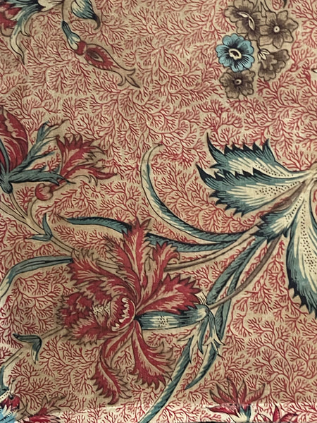 Rare Early Antique Indienne Chintz Panel Block Printed: C18th France