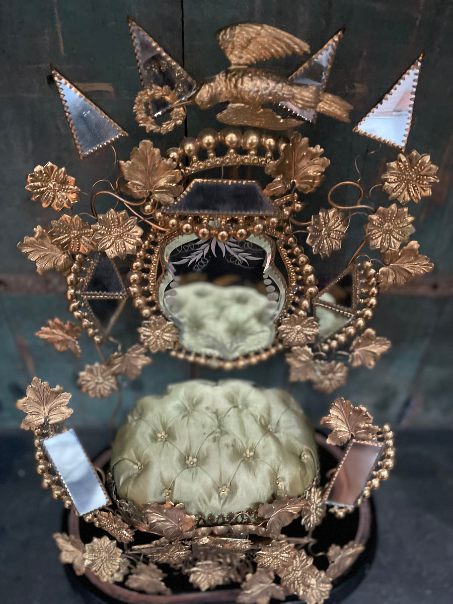 Antique Gold Ormolu Globe De Marie Wedding Display: C19th France