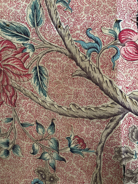 Rare Early Antique Indienne Chintz Panel Block Printed: C18th France