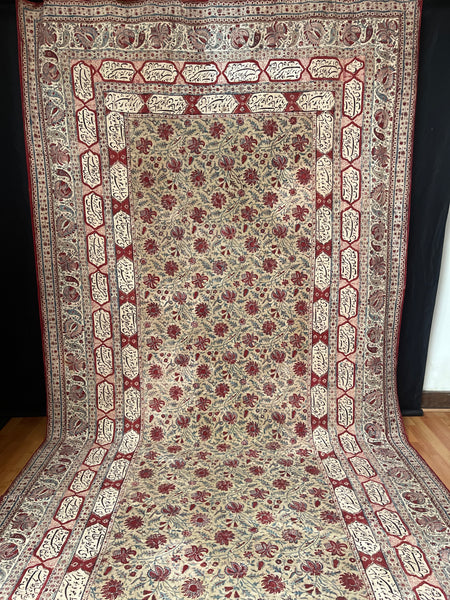 Large Size Block Print Kalamkari Wallhanging: C19th Persia