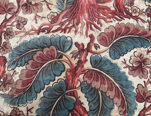 Rare Antique Block Printed Panel with Trees & Foliage Traditionally Worn as Dress Front: early C19th Marken, Holland