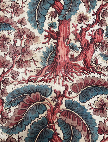 Rare Antique Block Printed Panel with Trees & Foliage Traditionally Worn as Dress Front: early C19th Marken, Holland