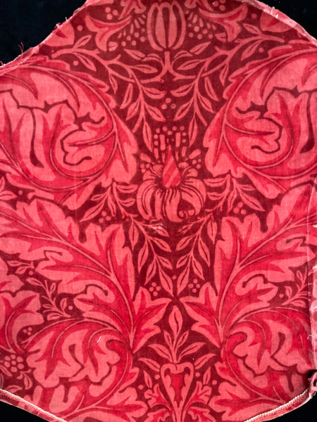 Antique Arts & Crafts William Morris Block Print Velvet Archival Collectable Panel: C19th Britain