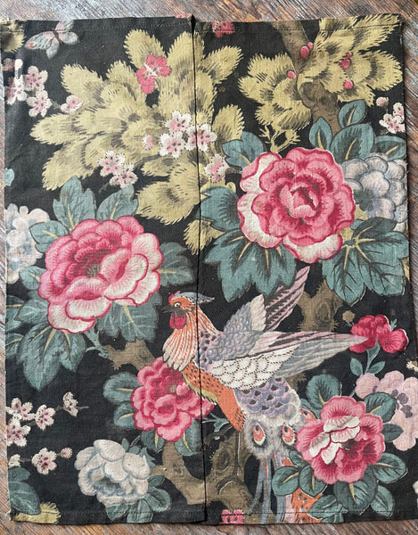 Antique Chintz with Flowers and Exotic Bird: Early 20th Century Europe