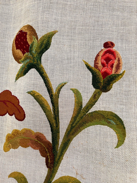Antique Needlepoint Tapestry Embroidery Panel Unfinished: C1900 Britain