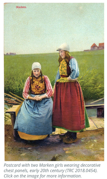 Rare Antique Block Printed Panel with Trees & Foliage Traditionally Worn as Dress Front: early C19th Marken, Holland