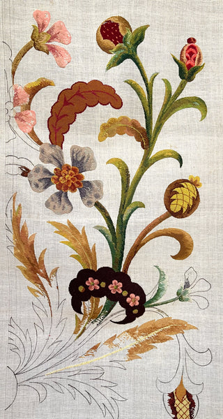 Antique Needlepoint Tapestry Embroidery Panel Unfinished: C1900 Britain