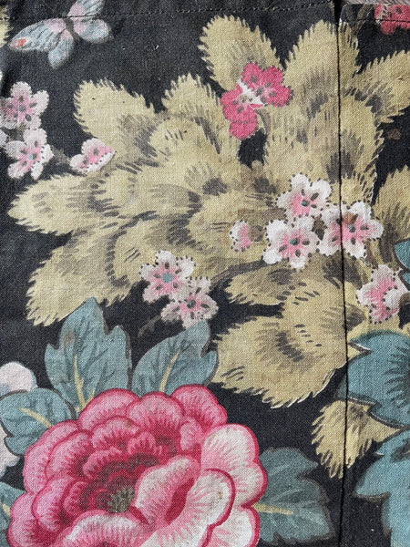 Antique Chintz with Flowers and Exotic Bird: Early 20th Century Europe