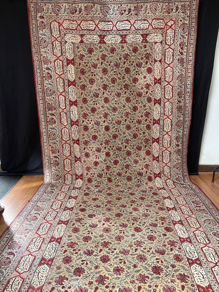 Large Size Block Print Kalamkari Wallhanging: C19th Persia