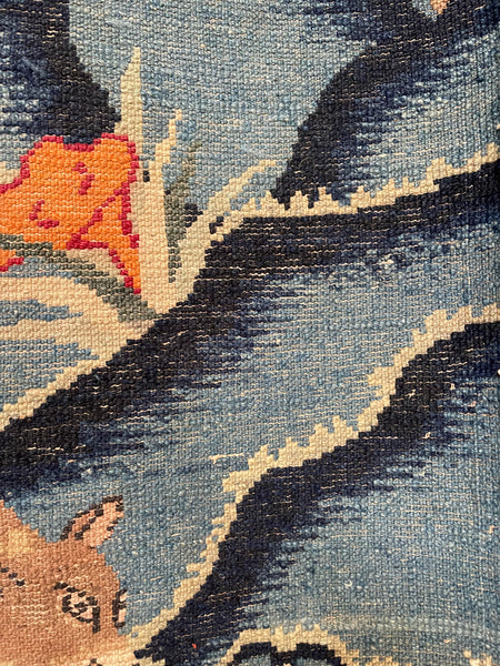 Art Deco Carpet Fragment with Grazing Deer : C1920 China