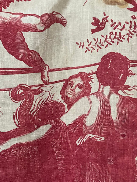 Antique Toile de Nantes ‘Chariot of Dawn’ Pelmet: C18th France