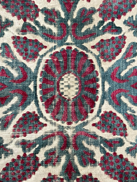 Antique Ottoman Voided Silk Velvet Pillow Yastik: 18th Century Turkey