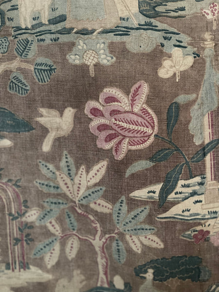Antique Jacobean Revival Printed Linen Collectable Antique Textiles Design Inspiration Figurative Wallhanging. 83 x 73cm