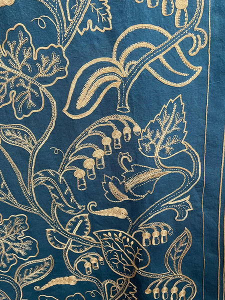 Antique Arts and Crafts Silk Embroidered Bedcover, Curtain,Wallhanging: C1900 Europe