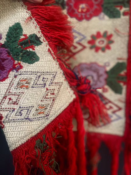 Traditional Decorative Embroidered Folk Costume Apron : C20th Romania