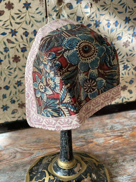Antique Traditional Costume Block Print Child’s Bonnet: C19th Marken, Holland
