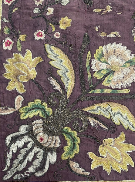 Early Silk and Metal Thread Embroidered Chalice Cover: C17th Europe