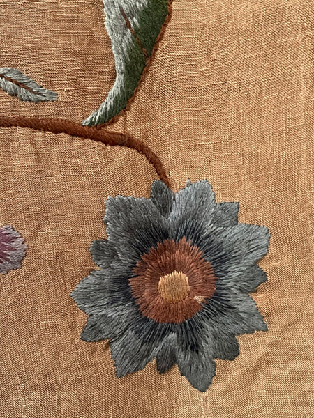 ON HOLD: Arts and Crafts Jacobean Revival Crewelwork Embroidered Tree of Life Wallhanging: C1900