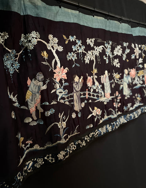 Long Antique Silk Embroidered Wall Hang Hanging: C19th China