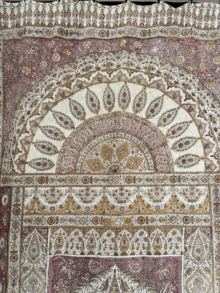 Antique Hand Block Printed Kalamkari Wallhanging: C19th India