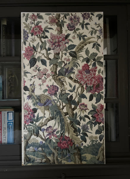 Antique Rare Chinoiserie Hand Painted Scenic Wallpaper Panel Wallhanging : Late 18th/ early C19th France