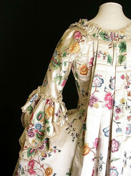Hand Painted Rococo Silk Dress Panel: C18th China for export