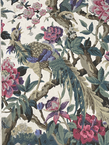 Antique Rare Chinoiserie Hand Painted Scenic Wallpaper Panel Wallhanging : Late 18th/ early C19th France