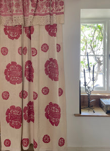 Antique Traditional Folk Embroidered Red and White Embroidered Linen Bedcover: C19th Hungary