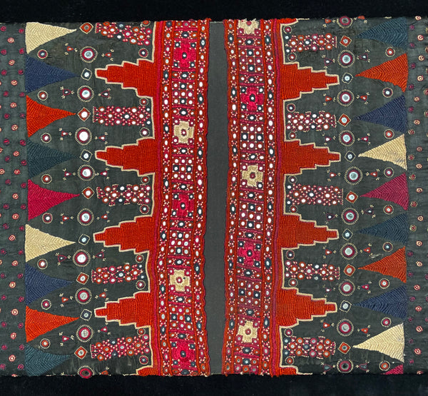 Fine Antique Silk Embroideries Shisha Mirrors: C19th Gujarat, India
