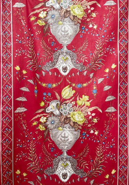 Pair Decorative Chinoiserie Panels with Urns and Florals: C20th Europe