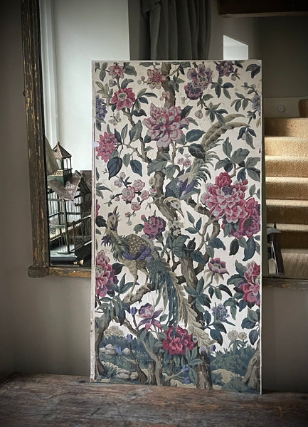 Antique Rare Chinoiserie Hand Painted Scenic Wallpaper Panel Wallhanging : Late 18th/ early C19th France