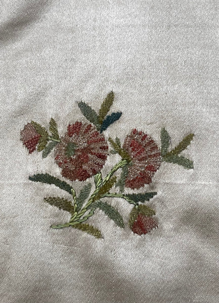 Antique Fine Hand Embroidered Chenille Panel Florals: C18th France