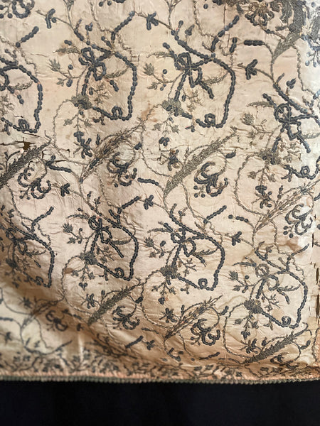 Antique Gilt Thread and Sequin Pink Silk Wallhanging: C18th Ottoman Turkey