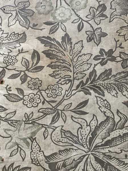 Antique Arts & Crafts Hand Block Printed Chintz Fragment: C1900 British