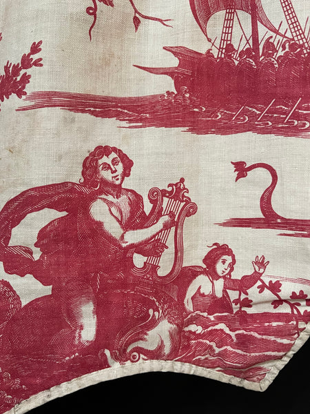 Antique Toile de Nantes ‘Chariot of Dawn’ Pelmet: C18th France